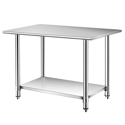 Image of tonchean Stainless Steel Prep Table 91x61x85cm Kitchen Catering Commercial Food Preparation Workbench Adjustable Heavy Duty with Under Shelf for Restaurant Home Hotel