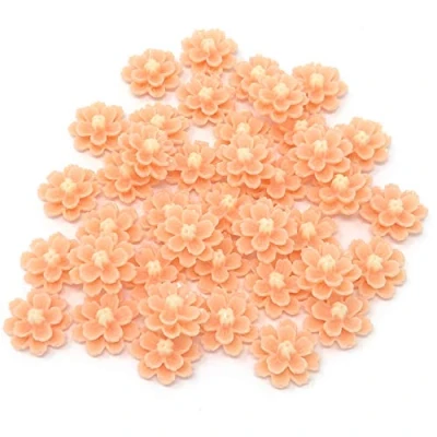 Image of Wedding Touches 40x Peach 13mm Flower Shabby Chic Resin Flatbacks Craft Embellishments