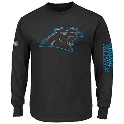 Image of Majestic Carolina Panthers Joel NFL Long Sleeve Shirt Black XL