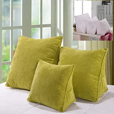Image of Yanman Wedge Reading Pillow Corduroy Triangular Backrest Cushion, Headboard Bolster Pillow, Sofa Bed Daybed Lumber Positioning Rest Cushion