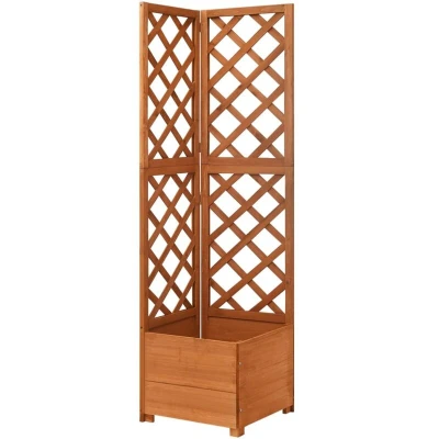 Image of vidaXL Corner Trellis Planter 40x40x150 cm Solid Fir Wood