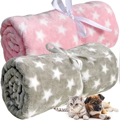 Image of LeerKing 2 Packs Dog Blankets Soft Warm Pet Cat Bed Blanket Fleece Flannel Mattress Couch Sofa Crate for small medium large Puppy，30&quot;x 40&quot; Pink&amp;Grey
