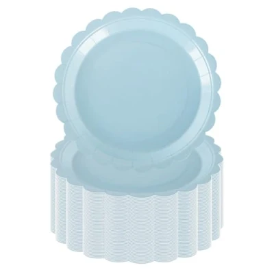 Image of PHUNAT 50PCS 7&#039;&#039;18cm Baby Blue Paper Plates, Heavy Duty Party Tableware for Birthday, Shower, Theme Decorations