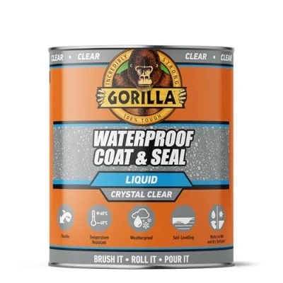 Image of Gorilla Waterproof Coat &amp; Seal Clear, 473ml Weatherproof Liquid Sealant Stops Prevents Leaks For Roof Tiles, Brick, Wood, Metal, Concrete, Stone, Rubber, Plastics*