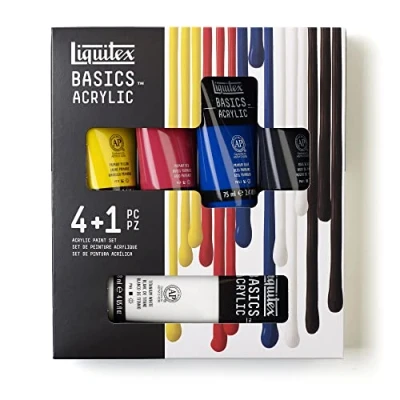 Image of Liquitex Acrylic Basics Set of 4 x 75 ml and 1 118 Colours