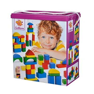 Image of Eichhorn 100010181 150 piece Set, 25 mm, FSC 100%, Beech Wood, BSK with Cord, 1J+ Made in Germany, Colourful Amazon Exclusive