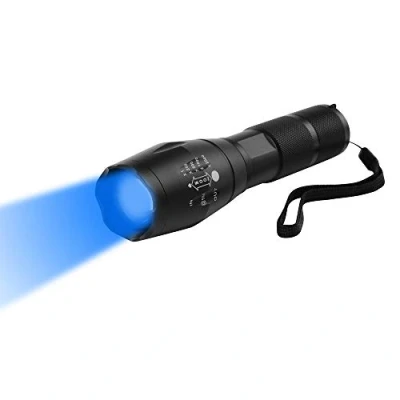 Image of Torch Blue Light, WESLITE LED Flashlight 470nm Beam Torches Light Tactical Zoomable Long Range 1 Mode for Night Visison Fishing Hunting (Battery not Included)