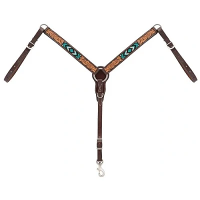 Image of Turquoise Cross Beaded Pony Breast Collar