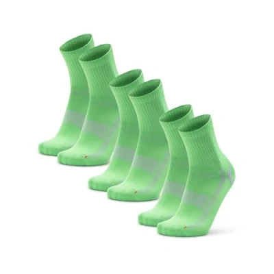 Image of DANISH ENDURANCE Athletic Sports Socks, Light Weight, Breathable Trainer Gym Men &amp; Women, Quarter Length, 3 Pack, Green/Grey, 9 12
