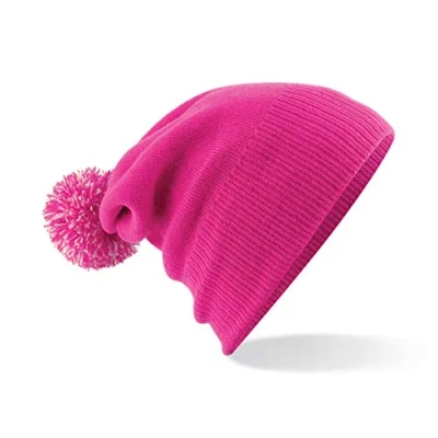 Image of Beechfield Unisex Junior snowstar beanie Fuchsia/Off White, One size
