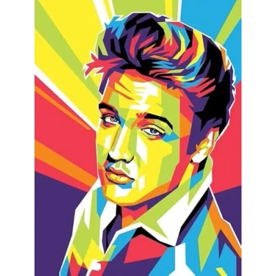 Image of JLANEZI 5D DIY Diamond Painting Elvis Full Round Drill Mosaic Embroidery Cross Stitch Rhinestone Home Decor Gift,A,30x40cm