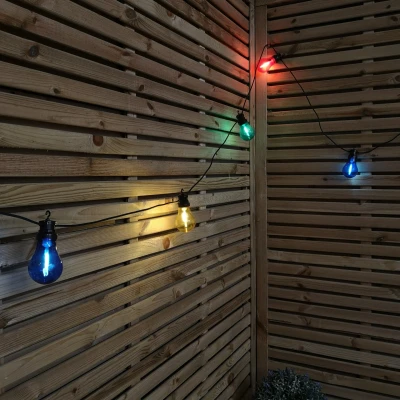 Image of 4.5m Set of 10 Connectable Festoon Bulb Lights in Multi Coloured with Timer Function