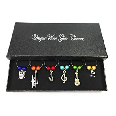 Image of Libby&#039;s Market Place Music Wine Glass Charms with Gift Box