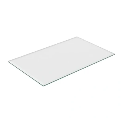 Image of Relaxdays Glass Top, 8mm Thick Tempered ESG, Safety Screen, Table &amp; Fireplace, Fireproof, Square, 100x62 cm, Transparent, 100 x 62 cm