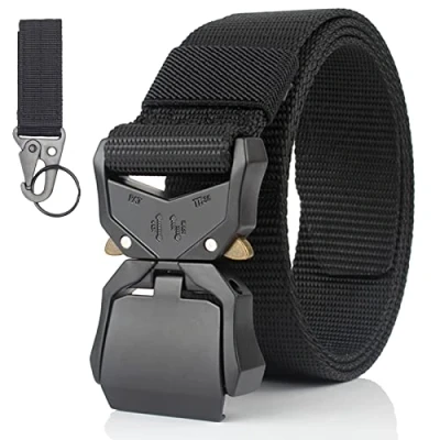 Image of Men Tactical Belt, Military Style Quick Release Nylon Gift with Hook(Black B)