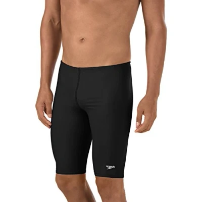Image of Speedo Men&#039;s Powerflex Eco Solid Jammer Swimsuit Short, New Black, 38