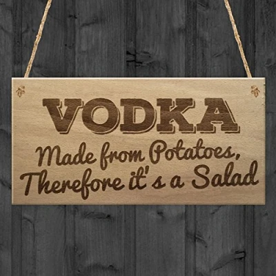 Image of RED OCEAN Vodka Salad Funny Alcohol Man Cave Friendship Hanging Plaque Pub Bar Gift Sign
