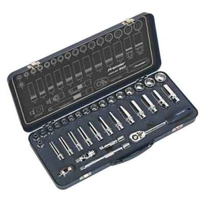 Image of Sealey Premier Socket Set 34pc 3/8&quot;Sq Drive Lock On™ 6pt Metric