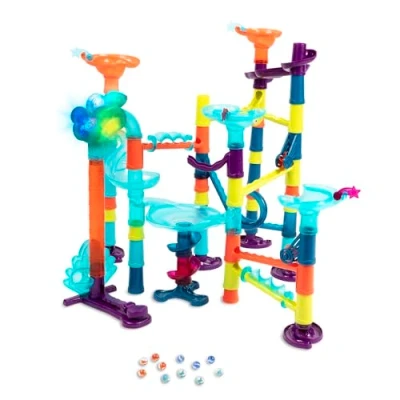 Image of B. toys Branford LTD Marble Palooza 62 Pieces Run Toy with Lights and Sound BPA Free STEM Track for Kids 3 years + (62 Pcs)