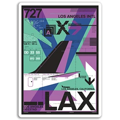 Image of 2 x 10cm Los Angeles Airport Vinyl Stickers USA Sticker Laptop Luggage #17158 (10cm Tall)