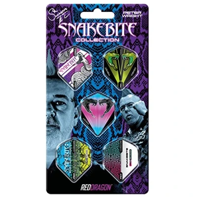 Image of RED DRAGON Snakebite Hardcore Dart Flight Collection 5 Sets Per Pack (15 Flights in Total)