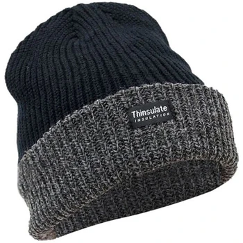 Image of FLOSO Unisex Mens/Womens Thinsulate Heavy Knit Winter/Ski Thermal Hat (3M 40g) (Black/Grey) One Size