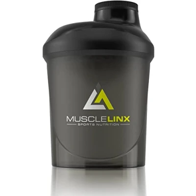 Image of Protein shaker screw top 100% LEAK PROOF drinks bottle 400ml by Musclelinx (Black 400ml)