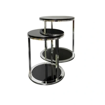 Image of Aspect Terni Set of 2 Tables, Black, 40 Dia x 51(H) cm