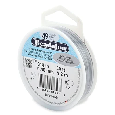 Image of Beadalon 0.46 mm Diameter 9.2 m Reel 49 Strand Wire, Satin Silver