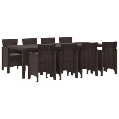 Image of vidaXL Garden Dining Set 9 pcs Brown Poly Rattan
