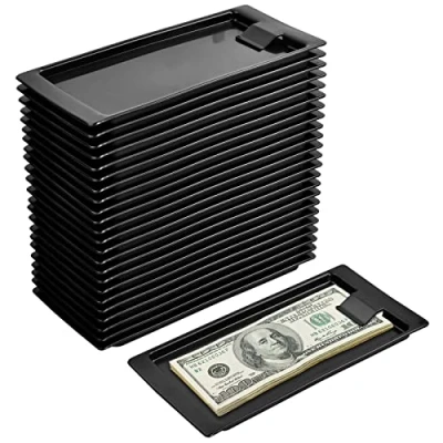 Image of 24Pieces Check Holders Guest, Black Plastic Tip Trays Waitress, Restaurant Presenters Holder, Presenter Card Holders, Bill Receipt Tray for Restaurants Bars Hotels