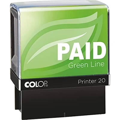Image of COLOP Green Line PAID Stamp Red Ink 148232 37x13mm Eco Friendly Office Word