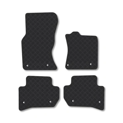 Image of Rubber Car Mats Compatible with Land Rover Range Velar (2017+) Tailored Fit Floor Set Accessory Black Custom 4 Pieces Clips Anti Slip Backing, Heavy Duty &amp; Waterproof