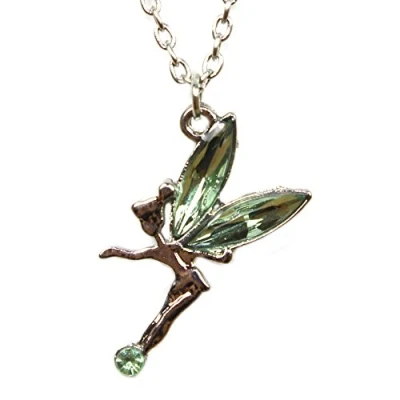 Image of Arranview Jewellery Necklace with green fairy pendant in silver plate