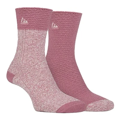 Image of Storm Bloc Womens Cushioned Walking Boot Socks 2 Pair Multipack Super Soft Polyester for Trekking Hiking (4 8, Pink/cream)