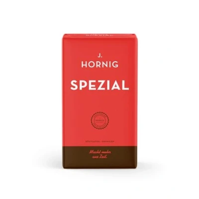 Image of J. Hornig Ground Coffee, Spezial, Versatile Arabica and Robusta Blend, Ideal for Filter Preparation, 500g Pack
