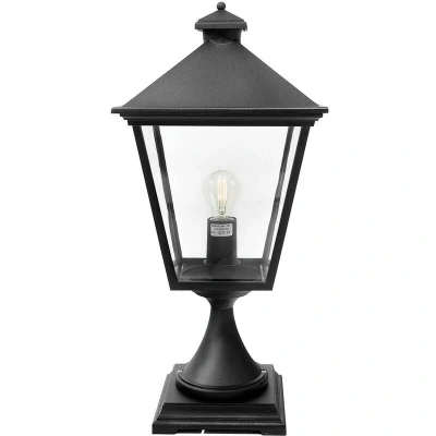 Image of Turin Grande 1 Light Outdoor Pedestal Lantern Black IP54, E27