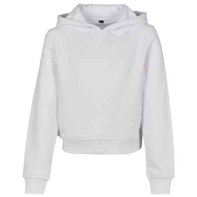 Image of Build Your Brand Girls&#039; By113 girls Cropped Sweat Hoody Hooded Sweatshirt, White, 146 152
