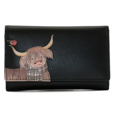 Image of Mala Leather Callum The Coo Large Tri Fold Purse (Black) 3664 23