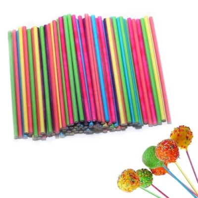 Image of NONEOYNO 100 Pcs Cake Pop Sticks,Cake Kit Tools,Cake Topper Sticks,Lolly Sticks Paper Rods,Lollipop for Pops,for Making Lollipops,Candies,Chocolates,Cookies and Dessert