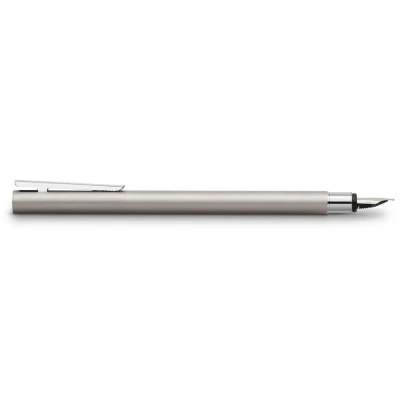 Image of Faber Castell Neo Slim 342103 Fountain Pen Stainless Steel Nib Width B Matte Silver