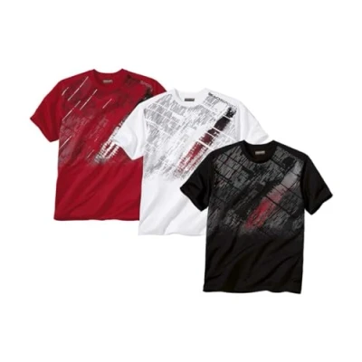 Image of ATLAS FOR MEN Pack of 3 Men&#039;s Sporty T Shirts Red White Black XL