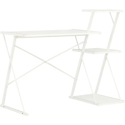 Image of vidaXL Desk with Shelf White 116x50x93 cm