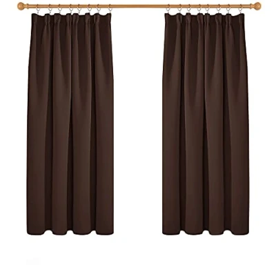 Image of Deconovo Solid Curtains Thermal Insulated Tape Top Blackout for Boys Room 66 x 54 Chocolate One Pair