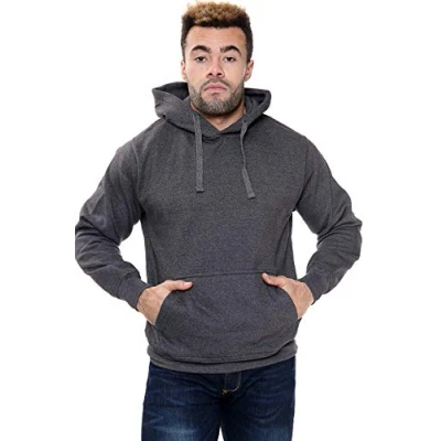 Image of NY Deluxe Edition Men Hooded Fleece Sweatshirt Pullover Plain Hoodie Top Jumper Size S to XL (Charcoal, M)