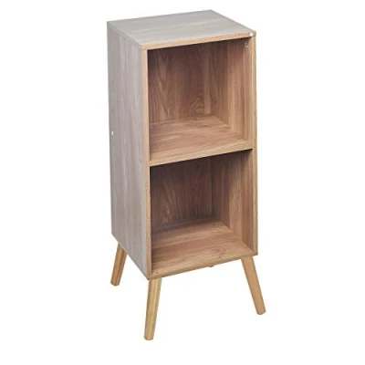 Image of URBNLIVING Wooden Storage Cube Bookcase Scandinavian Style Legs Unit (Oak Bookcase, Pine Legs)