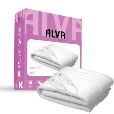 Image of STINGRAY ALVA Electric Blanket 3 Heat Settings Heated Underblanket Tie Down Fast Up Overheat Protection with Single Controller and Auto Shut Off Machine Washable King