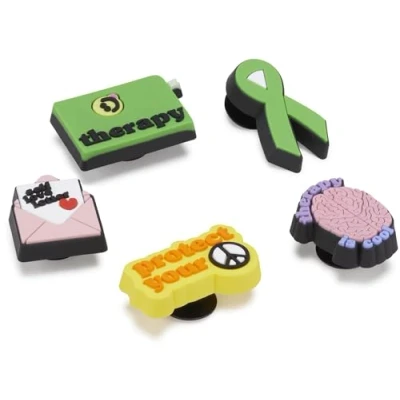 Image of Crocs Unisex&#039;s Shoe Charm 5 Pack Personalize with Jibbitz, Mental Health, One Size