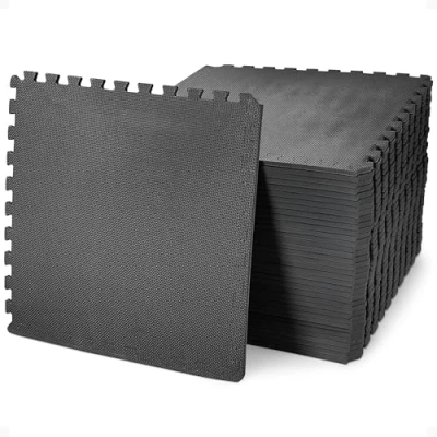 Image of BalanceFrom Puzzle Exercise Mat with EVA Foam Interlocking Tiles, Black, 1/2 Thick, 144 Square Feet