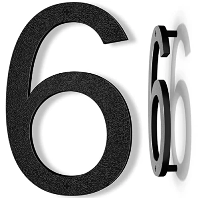 Image of Yafimea 8 Inch Large House Numbers, Black Front Door Abs Plastic Floating Gate Numbers (6)